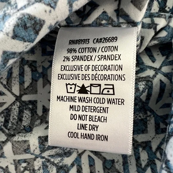 Robert Graham Men’s Small, Blu/wht, Pierson Geometric, Long Sleeve, Button down - Picture 6 of 9